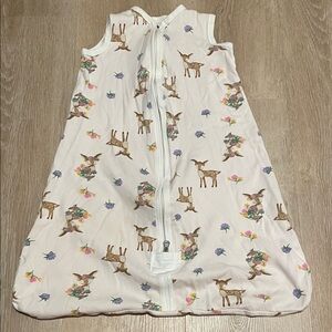 Burt's Bees Baby White Sleep Sack with Deer and Floral Print
